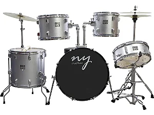 BATERIA ACUSTICA NY FIRST DRUMS BUMBO 20" PRATA
