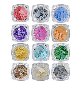 KIT COM 12 UNIDADES MADRE PÉROLA GRANDE ENCAPSULAMENTO DECORAÇÃO DE UNHAS.