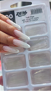 UNHA ALMOND ZEM POSTIÇA LONGA TRANSPARENTE