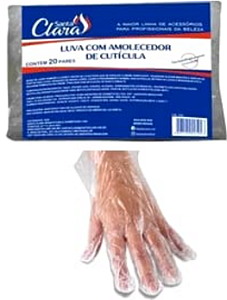 LUVA DESCARTÁVEL COM AMOLECEDOR DE CUTÍCULA SANTA CLARA