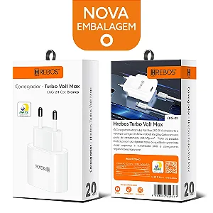 KIT CARREGADOR TURBO MAX 20W  'C-C' - HREBOS