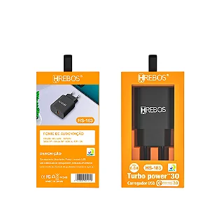 FONTE CARREGAMENTO TURBO USB 18W - HREBOS