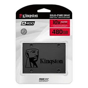 SSD Kingston A400, 480 GB, SATA III, 2.5", Leitura: 500 MB/s, Gravação: 450 MB/s, Preto - SA400S37/480G