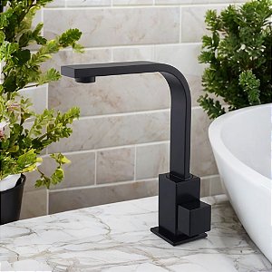 Torneira de Banheiro e Cozinha, Móvel para Bancada ou Cuba 1/4 de Voltas em Metal Preto