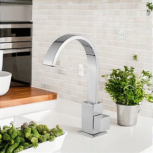 Torneira de Banheiro Móvel para Bancada ou Cuba 1/4 de Voltas em Metal Cromada