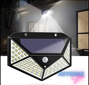 Luminária/Luz/Luz de Emergência pra Parede c/ Placa Solar 100 Led Sensor de Presença Com 3 Funções-ENVIO IMEDIATO P/ TODO BRASIL