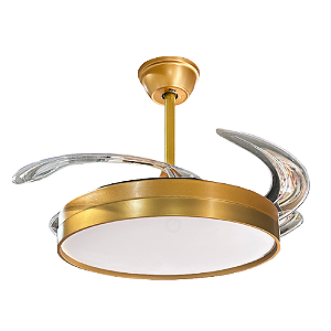 Plafon LED Fresh Wind Slim Dourado 42” Luminária + Ventilador 36W