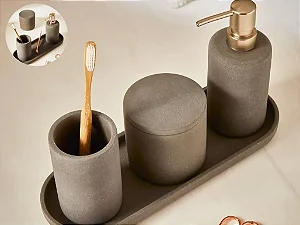 KIT EM CIMENTO PARA BANHEIRO - 4 PCS - 15735