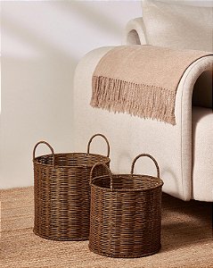 KIT CESTO EM RATTAN - 18563