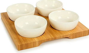 PETISQUEIRA BAMBU E CERÂMICA  - 19,5X19,5X4CM