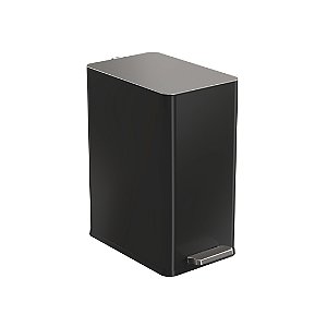LIXEIRA RETANGULAR PRETA C/ TAMPA INOX ESCOVADO 10L - 40510 - GHELPLUS
