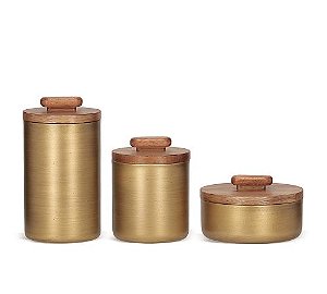 KIT POTE DECORATIVO EM MADEIRA - 20411