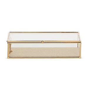 CAIXA EM VIDRO COM METAL E LINHO - 20389