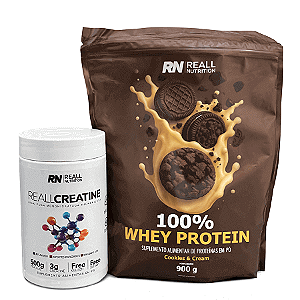Kit Reall Nutrition Whey Cookies e Cream 900g + Creatina 500g