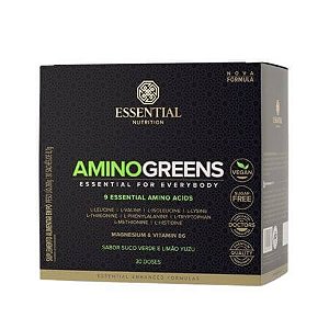 Amino Greens Suco Verde e Limão Yuzu Box 30 Sachês 240g Essential Nutrition