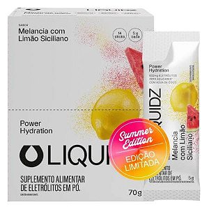 Caixa Liquidz Eletrólitos 14 Sachês 5g Melancia com Limão Siciliano Liquidz