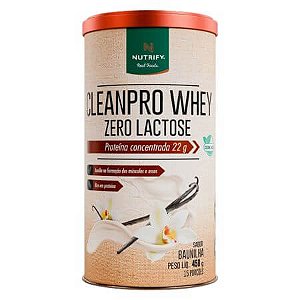 CleanPro Whey Zero Lactose Sabor Baunilha Lata 450g Nutrify