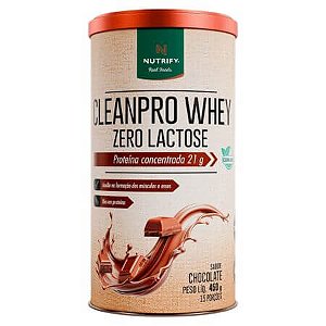 CleanPro Whey Zero Lactose Sabor Chocolate Lata 450g Nutrify