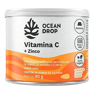 Vitamina C + Zinco Sabor Limão 30 Gomas Ocean Drop