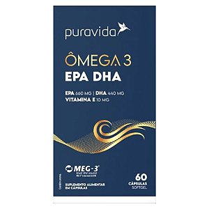 Ômega 3 EPA DHA 60 Cápsulas PuraVida