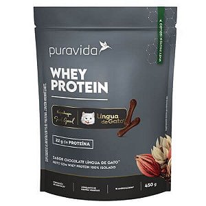 Whey Protein Isolado Chocolate Língua de Gato 450g PuraVida