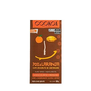Chocolate 70% e Laranja com Castanhas Tostadas 75g Cookoa