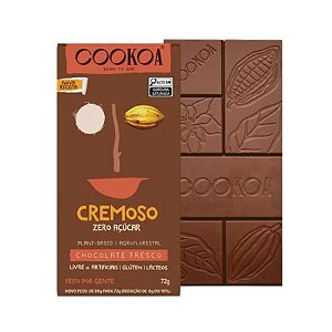 Chocolate Cremoso Zero Açúcar 72g Cookoa