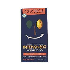Chocolate 80% com Açúcar de Coco 72g Cookoa