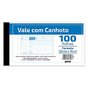 VALE COM CANHOTO C/ 100 FOLHAS 139X74MM SPIRAL