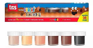 TINTA GUACHE 06 CORES EM TONS DE PELE TRIS