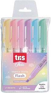 CANETA MARCA TEXTO FLASH 6 CORES PASTEL TRIS