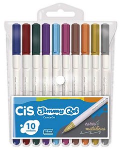 CANETA GEL JIMMY 10 CORES METALICAS 1.0 CIS