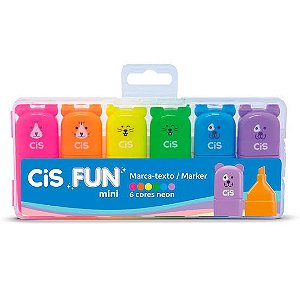 CANETA MARCA TEXTO MINI FUN 6 CORES NEON CIS