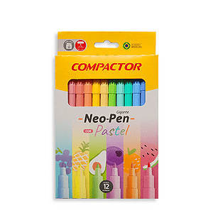 CANETA HIDROCOR 12 CORES PASTEL NEOPEN COMPACTOR