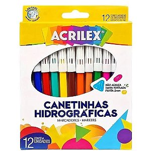 CANETA HIDROCOR 12 CORES ACRILEX