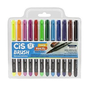 CANETA PINCEL BRUSH AQUARELAVEL 12 CORES CIS