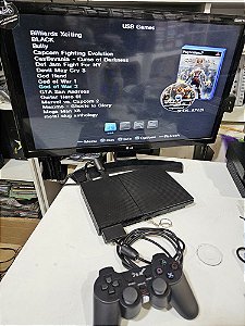 Ps2 sem leitor com opl de 64 gb com 1 controle e cabos paralelos