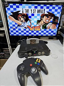 Nintendo 64 um controle um jogo cabo AV e fonte