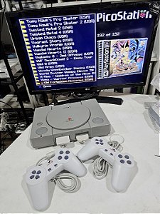 Ps1 com 2 controles memory card e cabos paralelos