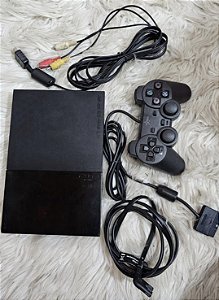 Ps2 com leitor 1 controle, cabos e caixa paralelos