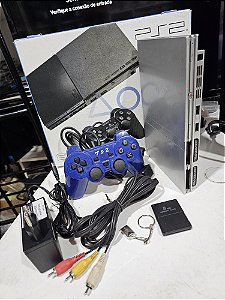 Ps2 prata sem leitor OPL 64gb 1 controle, cabos e caixa paralelos