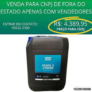 Óleo Lubrificante Sintético Paroil S Extreme 20 LITROS 8000/8.000H - 1630018000 - Atlas Copco