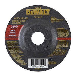 DISCO DE DESBASTE  ABRASIVO 41/2X1/4X7/8 - DEWALT