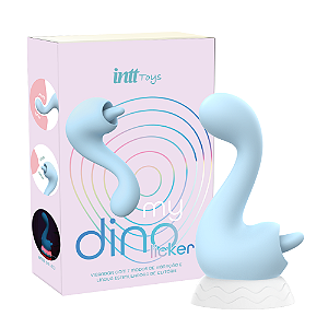 My Dino Licker Vibrador 2 Em 1 Com Língua Estimuladora E Parte Penetrável Azul