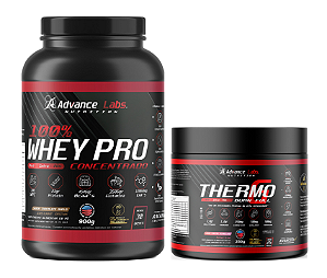 Whey Protein 100% Concentrado Chocolate Duplo 900gr + Thermo-G 250gr Frutas Vermelhas