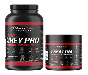 Whey Protein 100% Concentrado Chocolate Duplo 900gr + Pure Creatina 100% Monohidratada sem Sabor 300gr