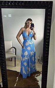 Vestido floral com aberturas