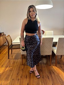 Saia Leona estampa de poá