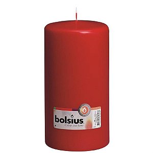 Natal - Vela Pilar Básico Vermelho 20X10 cm (Velas Bolsius) - 8 Un