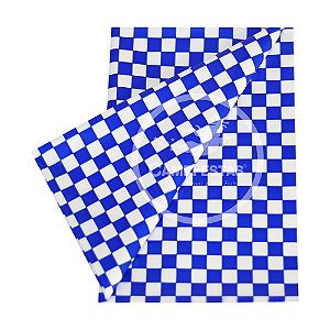 Toalha Plástica Perolada 78x78cm Xadrez Azul Royal - 10 Un